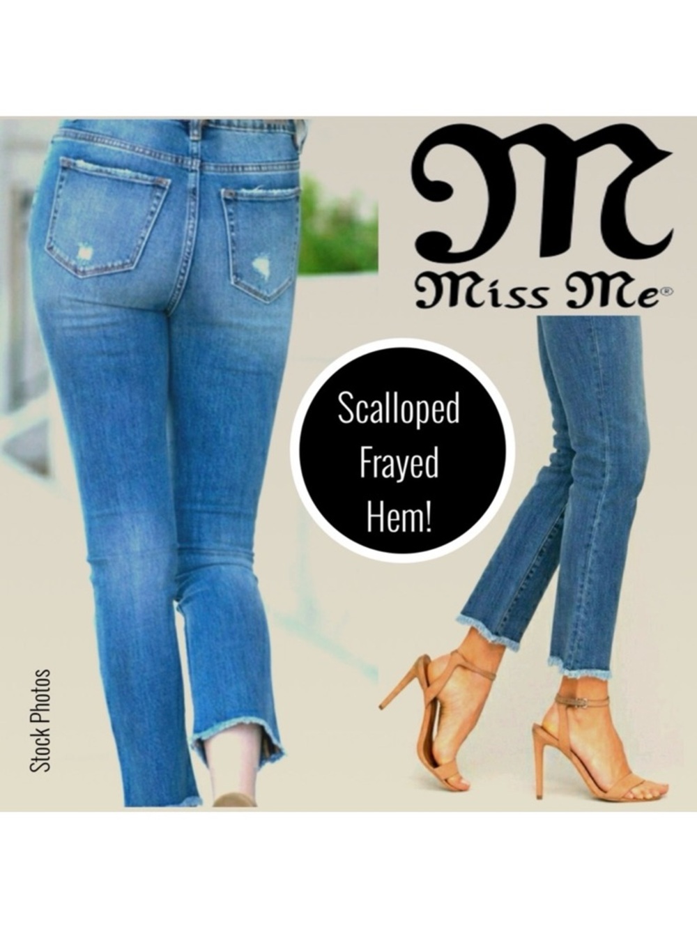 MISS ME 26x27 High Rise Ankle Straight Frayed Hem NWT